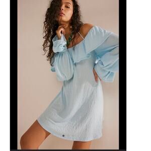 Free People Beach Off Shoulder Mini Dress  XS Ruffles Romantic Coastal feminine
